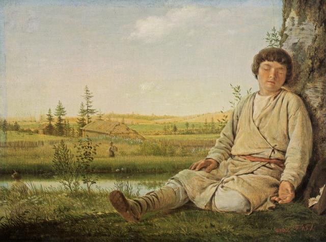 Венецианов А.Г. Спящий пастушок. 1823-1826.  ГРМ